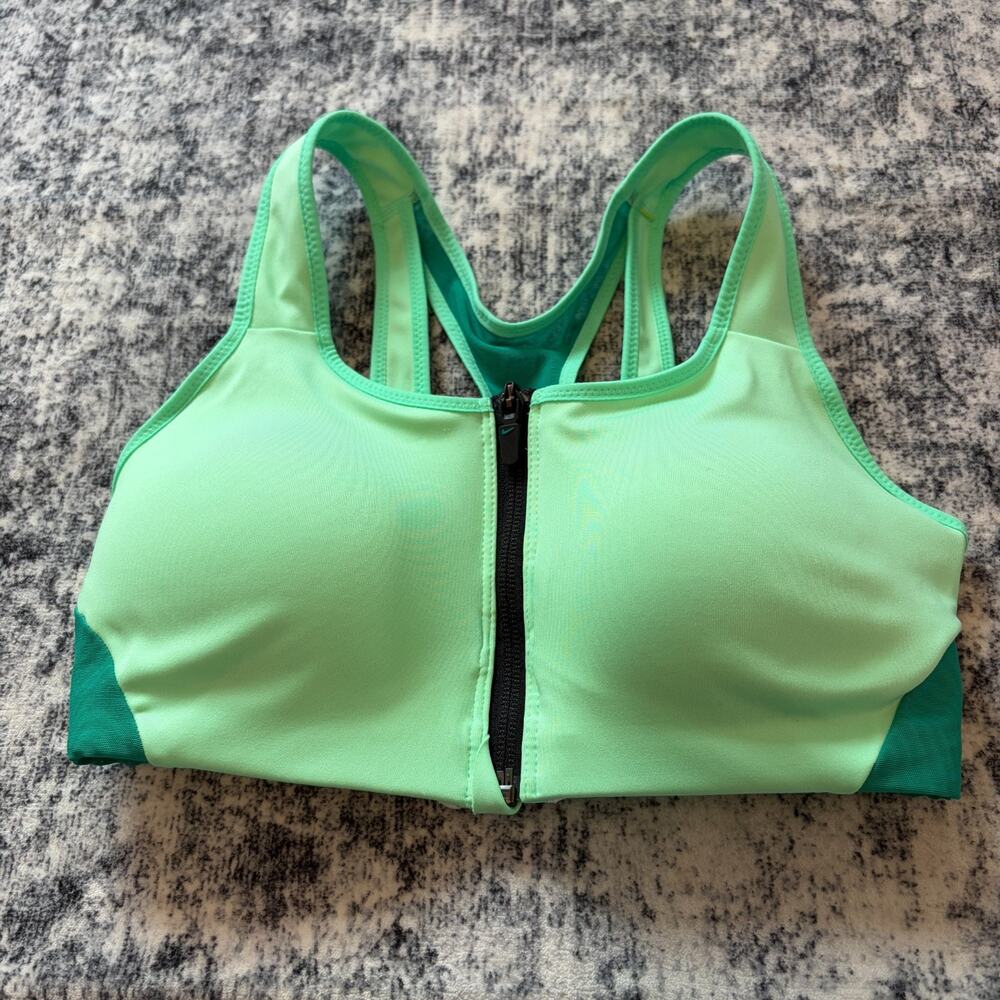 Nike Dri-FIT Shape High-Support Zip-Front Sports Bra Green DN4219-342 Womens XS - Picture 2 of 9